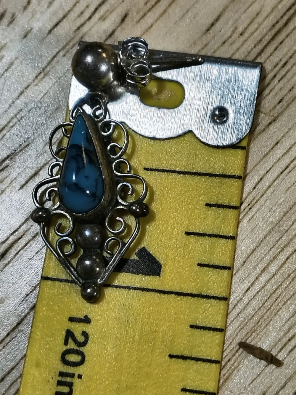 Vintage Sterling Silver Turquoise Teardrop Filigree Drop Signed Mexico Earrings